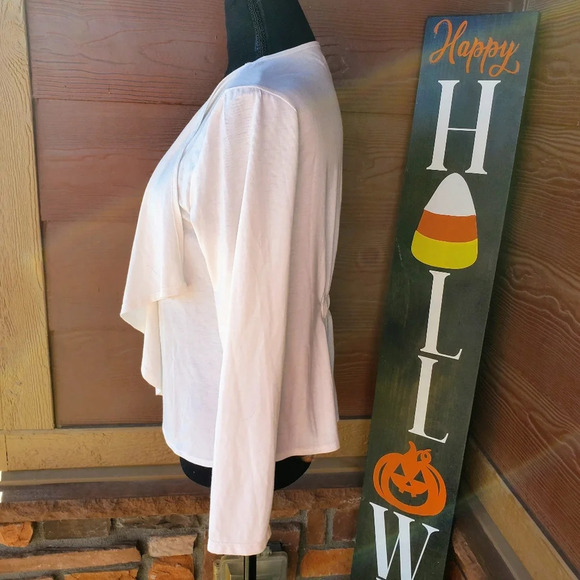 new covington petite women's white open front cardigan size large - Picture 7 of 9